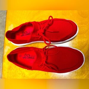 Red shoes warn once very comfortable but seem to run a little big.